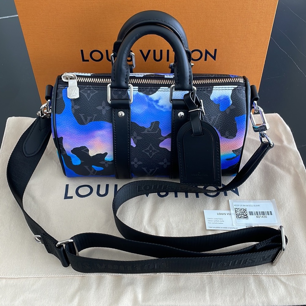 LOUIS VUITTON SUNSET MONOGRAM ECLIPSE KEEPALL BANDOULIERE 25